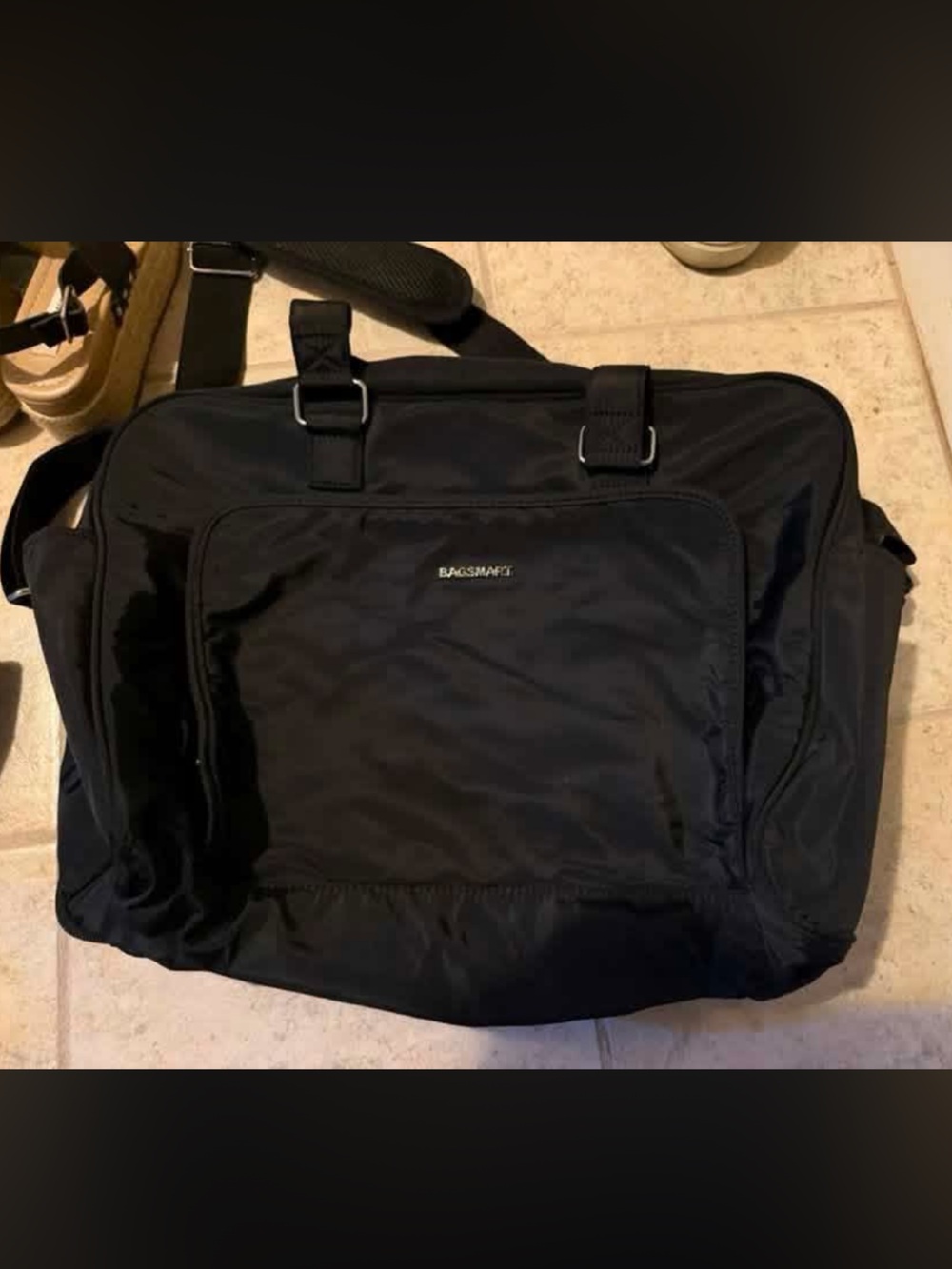 BagSMART Black Bag with Front Pocket and Divider Pockets